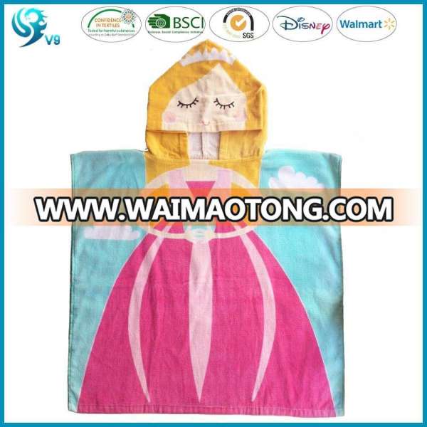 100% Cotton Velour Reactive Printed Custom Kids Hooded Towel